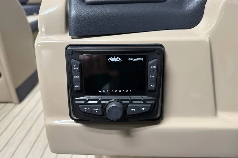 Slide: The Image of 2026 Sylvan L3 LZ boat audio system with Wet Sounds display and controls. - 12