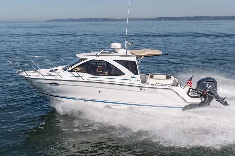 Slide: The Image of 2016 Cutwater C-24 boat deck with anchor system in a storage facility. - 1