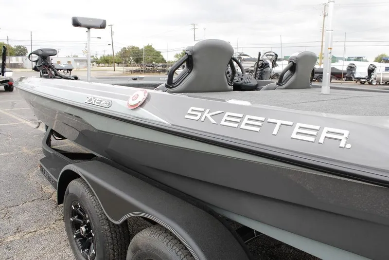 Slide: The Image of 2026 Skeeter ZXE20 boat on trailer, showcasing sleek design and modern features. - 24