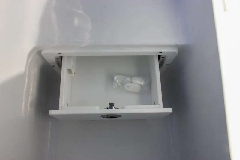 Slide: The Image of Open storage compartment in 2026 Sea Hunt Ultra 265 SE boat. - 39