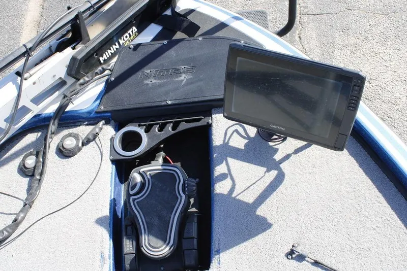 Slide: The Image of Nitro Z20 boat dashboard with Garmin display and Minn Kota trolling motor, 2019 model. - 15