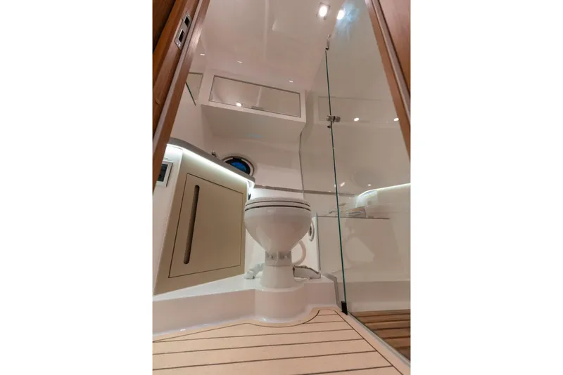 Slide: The Image of Interior of 2026 Granfort 37 GTX yacht with modern cockpit and seating area. - 18