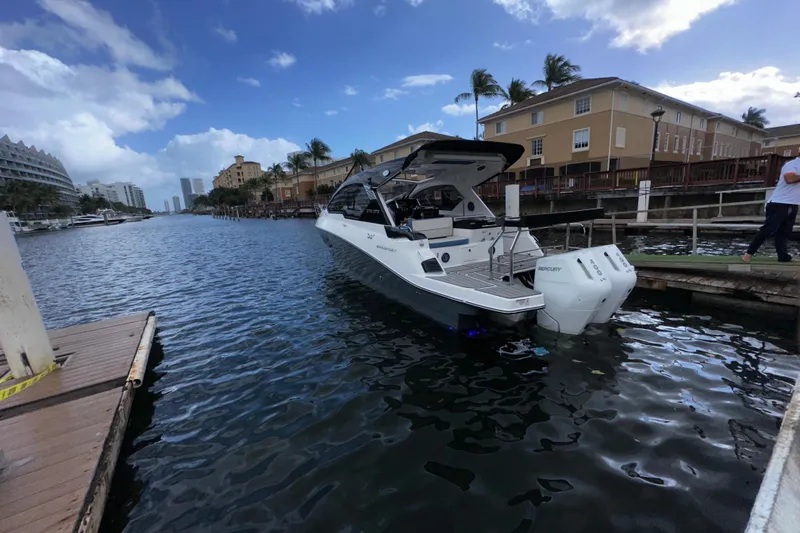 Slide: The Image of Luxurious interior of 2026 Granfort 37 GTX yacht with modern lighting and elegant furnishings. - 23