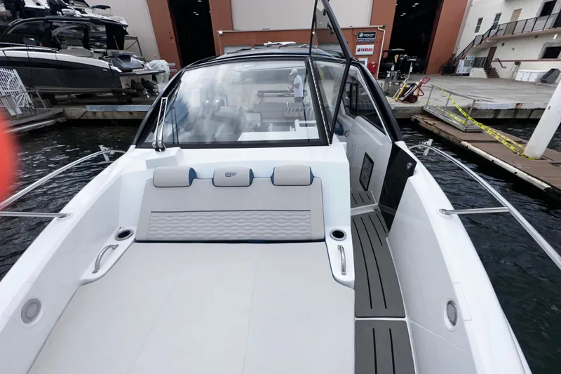 Slide: The Image of Luxurious bathroom in 2026 Granfort 37 GTX yacht with modern fixtures and wooden accents. - 29