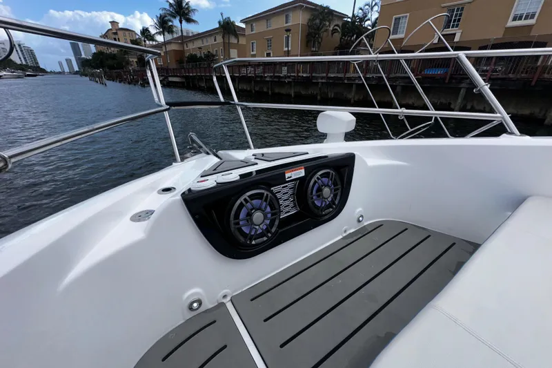 Slide: The Image of Interior cabin of 2026 Granfort 37 GTX yacht with cushioned seating and decorative pillows. - 31