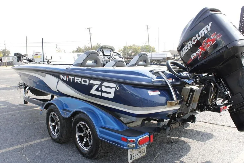 Slide: The Image of 2015 Nitro Z-9 boat with Mercury Pro XS engine on trailer. - 5