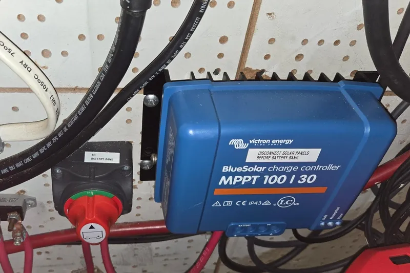 Slide: The Image of Victron Energy BlueSolar charge controller in 1976 CHB Double Cabin Trawler. - 59