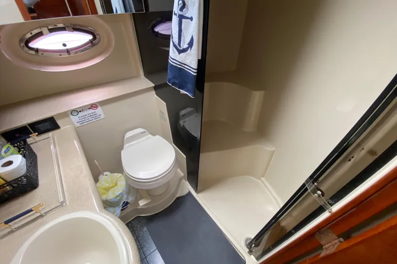 Slide: The Image of Bathroom interior of 2007 Cruisers Yachts 370 Express with shower and toilet. - 47
