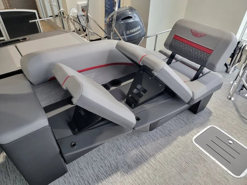 Slide: The Image of Interior of 2026 Bennington 24MSL-ESP TRI with luxurious seating. - 15