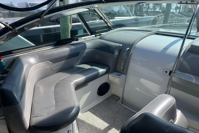 Slide: The Image of 2002 Formula 41 Performance Cruiser interior with gray seating and modern design. - 3