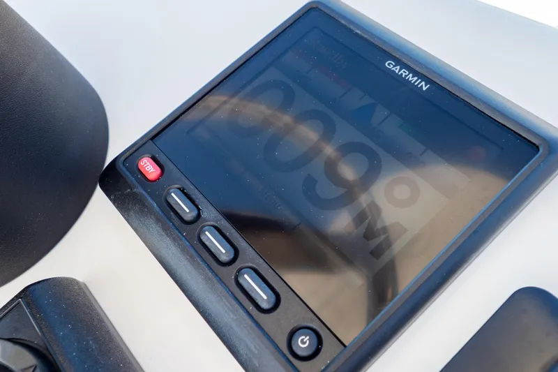 Slide: The Image of Garmin navigation display on 2015 Intrepid 400 Center Console boat dashboard. - 111