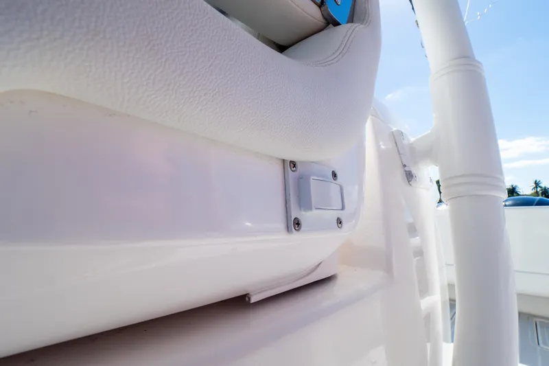 Slide: The Image of Close-up of 2015 Intrepid 400 Center Console boat's white interior detail. - 55