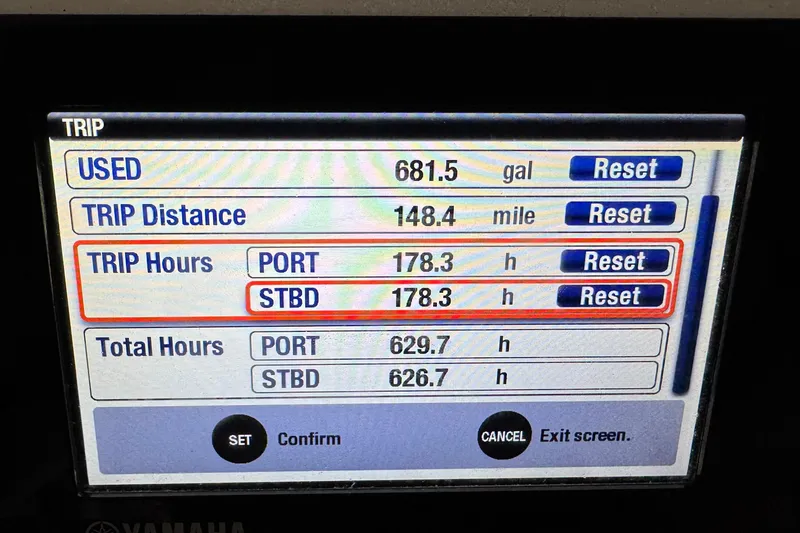 Slide: The Image of Display screen showing trip data for 2016 Everglades 255 Center Console boat. - 3
