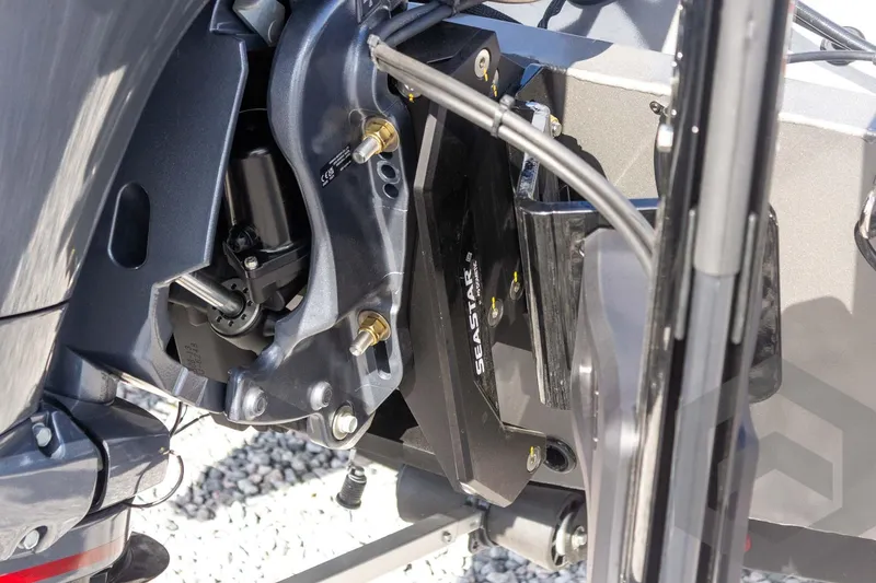 Slide: The Image of 2026 G3 Sportsman 1910 SE boat engine detail with SeaStar hydraulic system. - 24