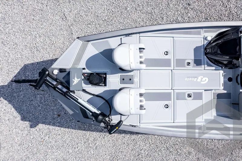 Slide: The Image of 2026 G3 Sportsman 1910 SE boat deck with seating and equipment, top view. - 55