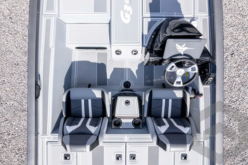 Slide: The Image of 2026 G3 Sportsman 1910 SE boat interior with dual seats and steering console. - 56