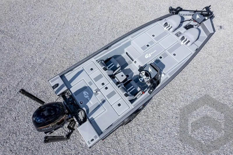 Slide: The Image of 2026 G3 Sportsman 1910 SE boat, aerial view, showcasing sleek design and spacious layout. - 62