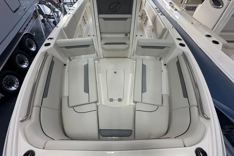 Slide: The Image of 2026 Sailfish 252 CC boat interior with spacious seating and modern design. - 5