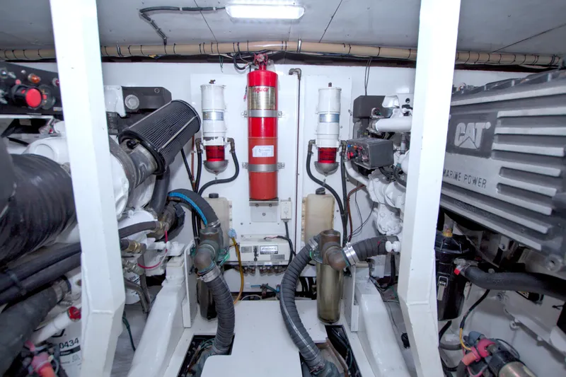 Slide: The Image of Engine room of 2005 Neptunus 62 Flybridge yacht with CAT marine power system. - 102