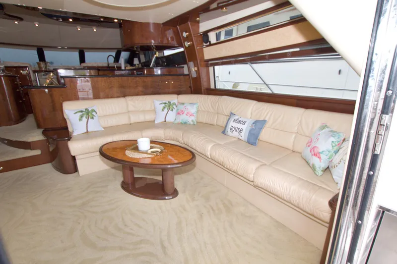 Slide: The Image of Luxurious 2005 Neptunus 62 Flybridge yacht interior with plush seating and elegant decor. - 36