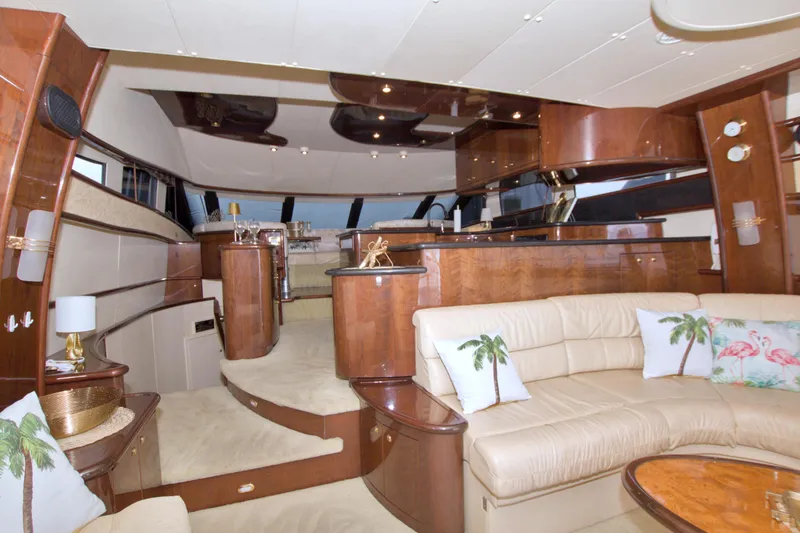 Slide: The Image of Luxurious interior of 2005 Neptunus 62 Flybridge yacht with elegant wood finishes. - 40