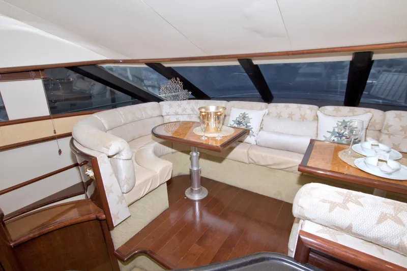 Slide: The Image of Luxurious interior of 2005 Neptunus 62 Flybridge yacht with elegant seating and dining area. - 50