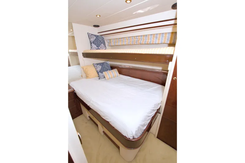 Slide: The Image of Luxurious cabin interior of 2005 Neptunus 62 Flybridge yacht with cozy bedding. - 59