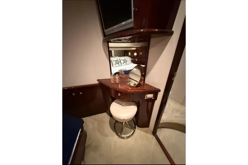 Slide: The Image of Luxurious vanity area in 2005 Neptunus 62 Flybridge yacht interior. - 80