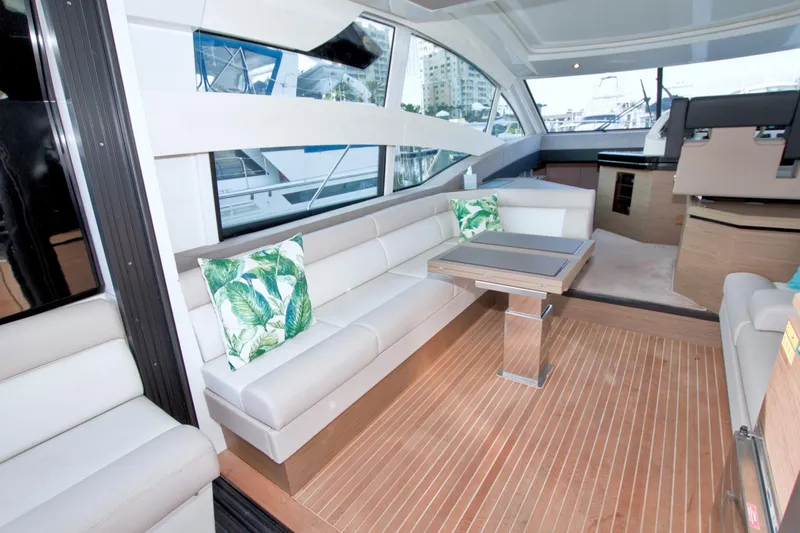 Slide: The Image of Luxurious interior of 2019 Beneteau Gran Turismo 50 yacht with elegant seating and modern design. - 32