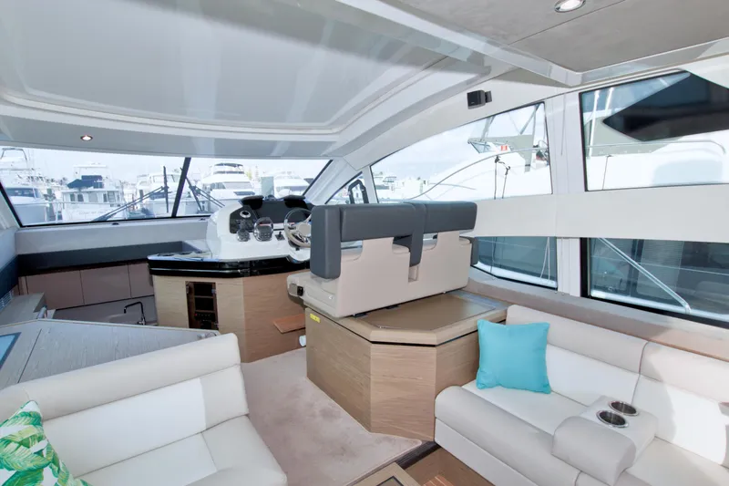 Slide: The Image of Luxurious interior of 2019 Beneteau Gran Turismo 50 yacht with modern helm and seating. - 36