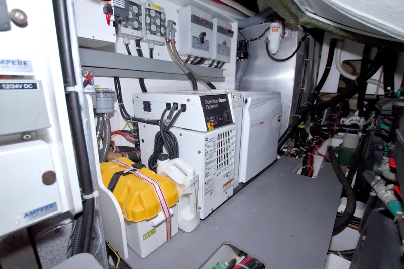 Slide: The Image of Engine room of 2019 Beneteau Gran Turismo 50 with Cummins Onan generator. - 82