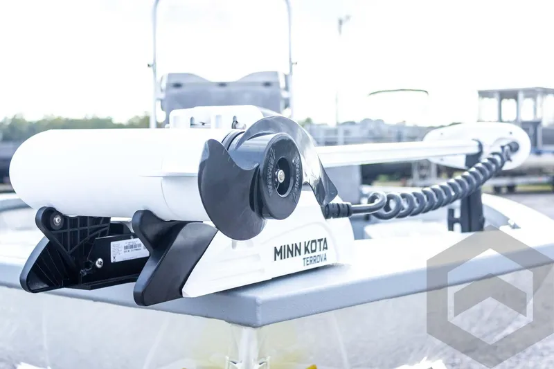 Slide: The Image of 2026 G3 Bay 21 GX boat with Minn Kota Terrova trolling motor. - 18