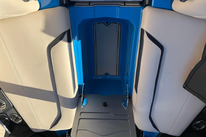 Slide: The Image of 2026 Supra SL 550 interior with blue and beige seating, modern design. - 47