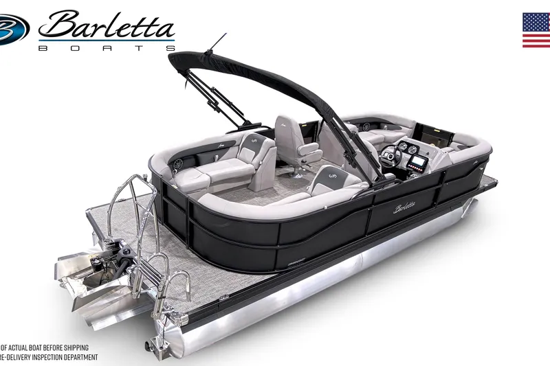 Slide: The Image of 2026 Barletta A22QC pontoon boat with sleek design and modern interior. - 4