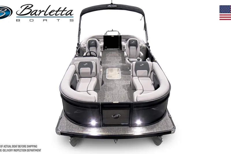 Slide: The Image of 2026 Barletta A22QC pontoon boat with luxurious seating and sleek design. - 6