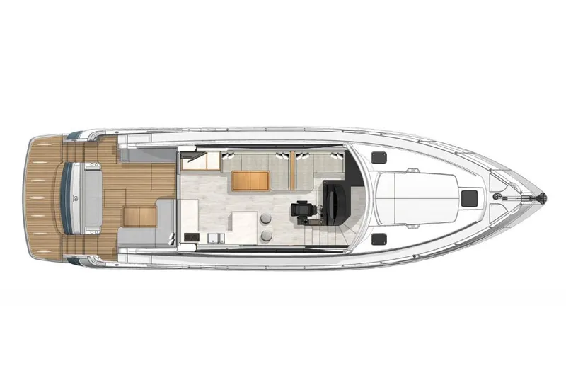 Slide: The Image of Manufacturer Provided Image: Top view layout of 2023 Riviera 5400 Sport Yacht, showcasing interior and deck design. - 18