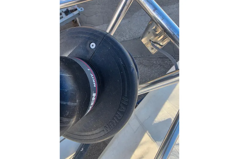 Slide: The Image of Close-up of a Harken winch on a 1985 Express Yachting Express 30 sailboat. - 20