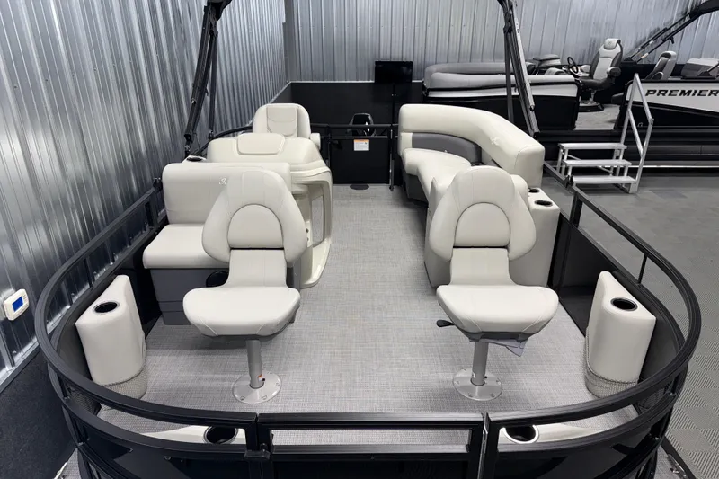 Slide: The Image of 2026 SunChaser Vista 16 Fish pontoon boat with spacious seating and modern design. - 2