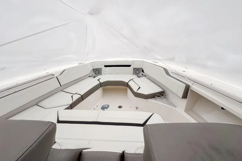 Slide: The Image of Luxurious interior of 2022 Tiara Yachts 43 LS with elegant seating and modern design. - 16