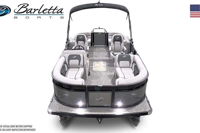 Slide: The Image of 2026 Barletta A22QC pontoon boat with luxurious seating and sleek design. - 6