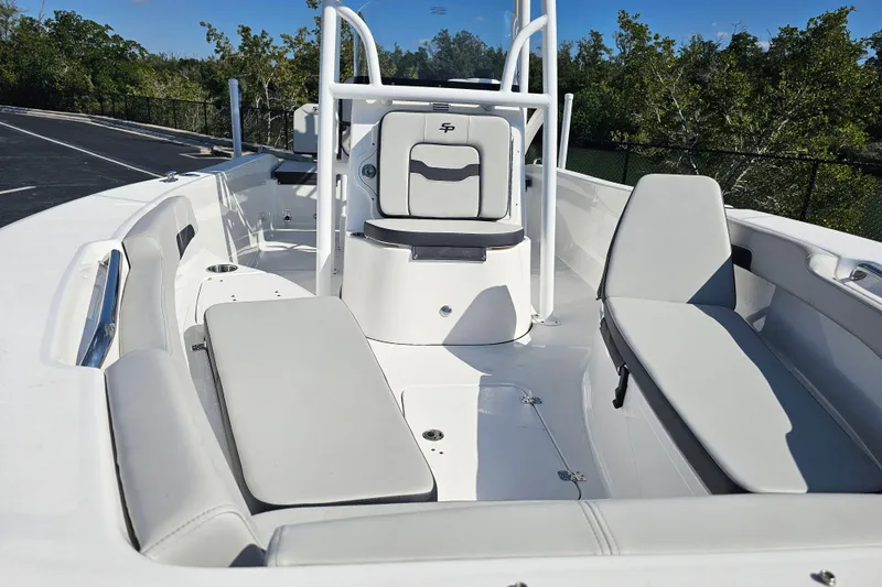Slide: The Image of 2025 Sea Pro 202 Center Console boat with Suzuki engine, featuring comfortable seating. - 15