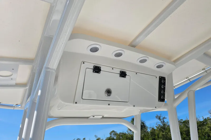 Slide: The Image of 2025 Sea Pro 202 Center Console boat interior with sleek seating and modern design. - 18