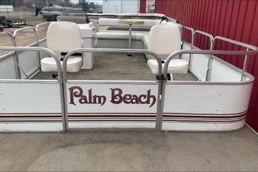 Slide: The Image of 2009 Palm Beach Sport Fish 1823 SE pontoon boat with seating and railing. - 3