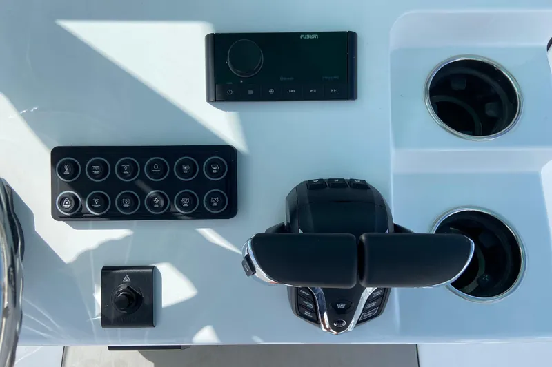 Slide: The Image of Control panel of Sportsman Open 252 Center Console 2026. - 25