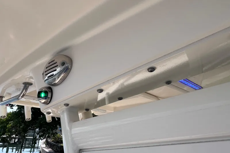 Slide: The Image of 2019 Scout 275 LXF boat interior detail with speaker and lighting. - 35