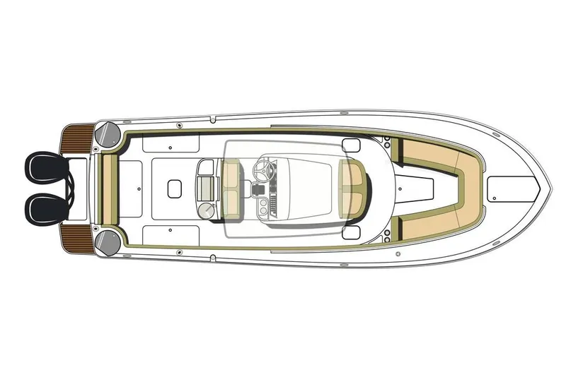 Slide: The Image of Manufacturer Provided Image: Top view of 2019 Scout 275 LXF boat layout with twin engines. - 90