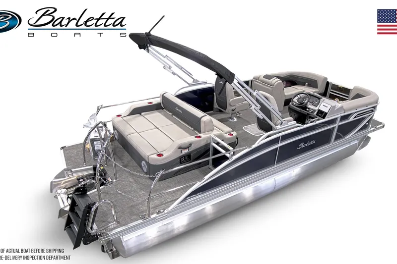 Slide: The Image of 2026 Barletta C22UC pontoon boat with luxurious seating and modern design. - 4