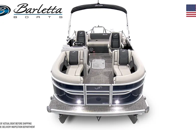 Slide: The Image of 2026 Barletta C22UC pontoon boat with luxurious seating and sleek design. - 6