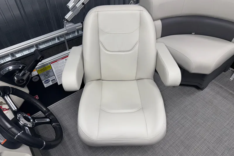 Slide: The Image of Captain's chair in 2026 SunChaser Vista 18 LR pontoon boat interior. - 7