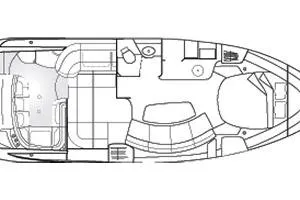 Slide: The Image of 2011 Formula 34 Performance Cruiser floor plan, detailed layout of cabin and amenities. - 45
